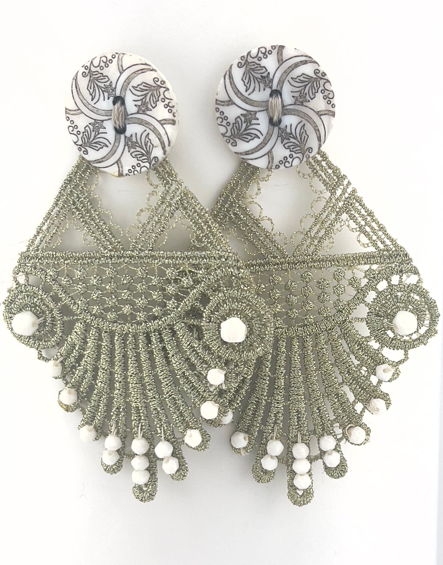 The Caroline Earrings, Light as a Feather Stiff as a Board (OOAK)