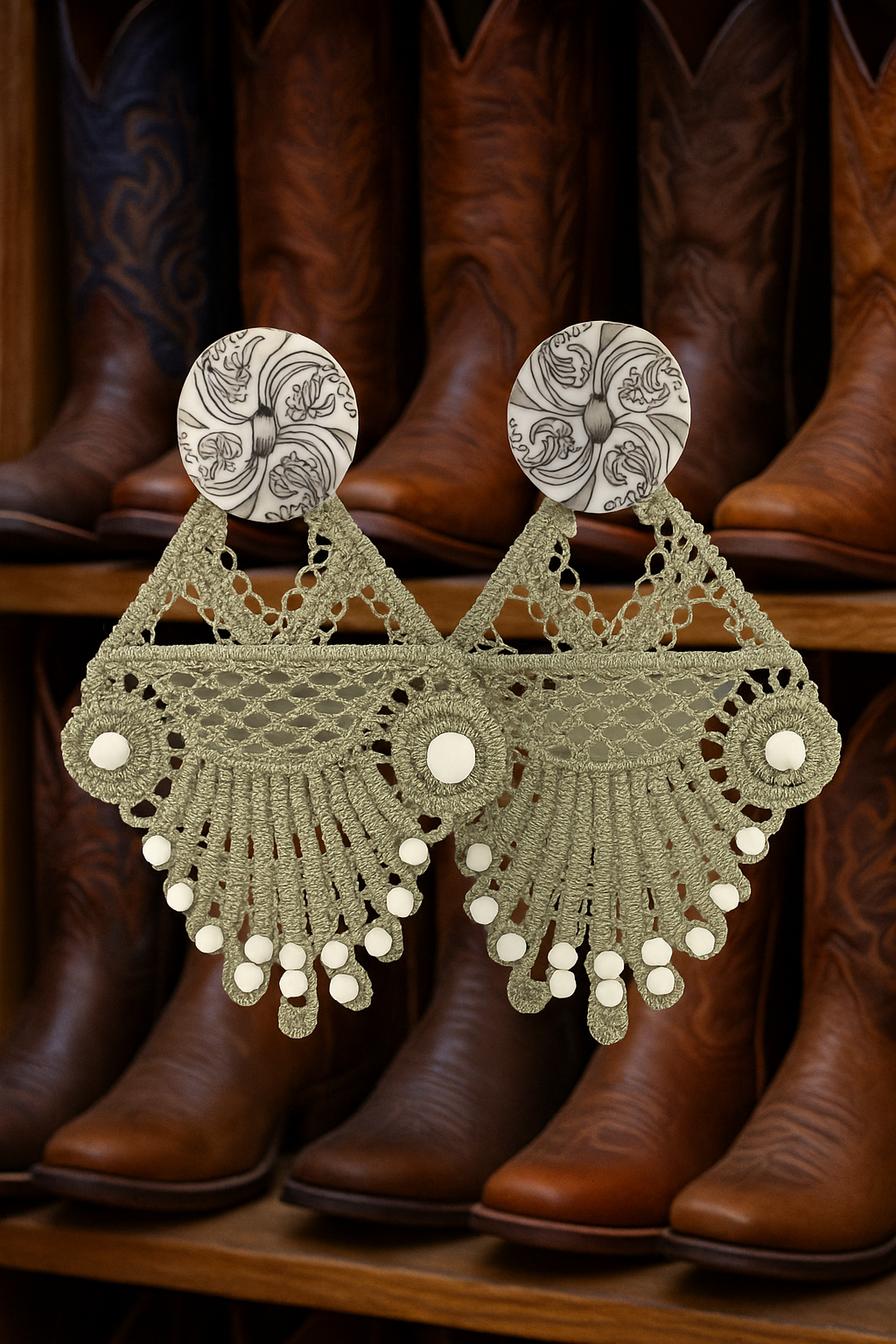 The Caroline Earrings, Light as a Feather Stiff as a Board (OOAK)