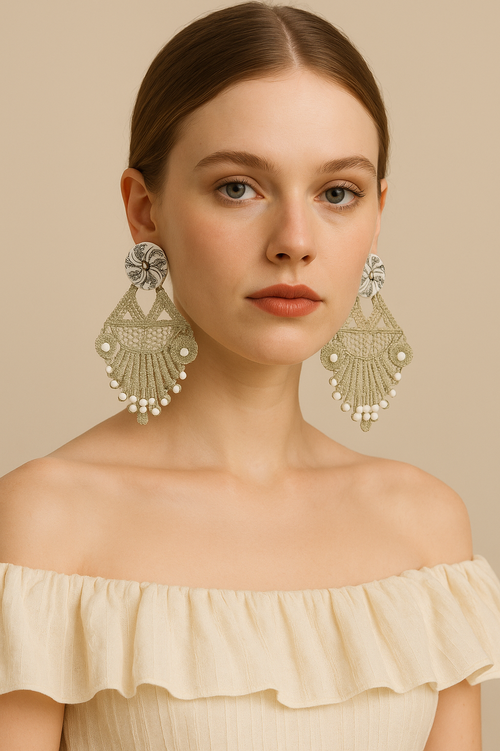 The Caroline Earrings, Light as a Feather Stiff as a Board (OOAK)
